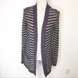 Lucky Brand Knit Striped Cardigan Sweater MED 732
